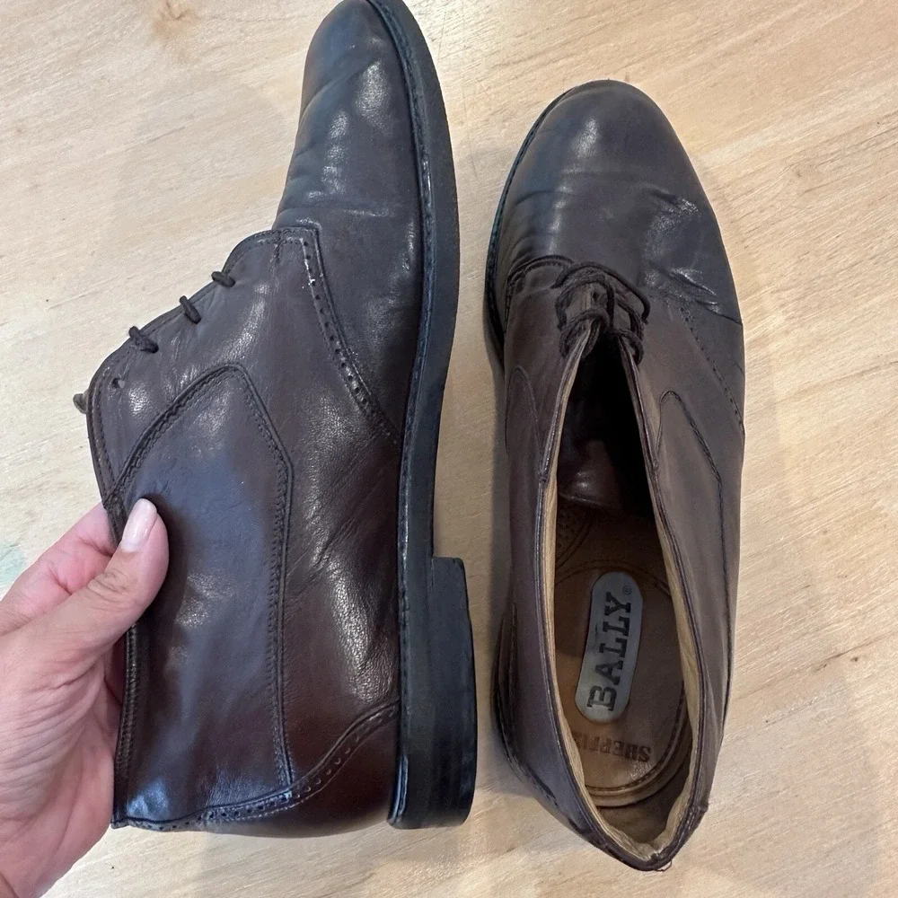 VINTAGE BALLY SHEFFIELD HIGH TOP MEN'S SHOE - BROWN size 11M